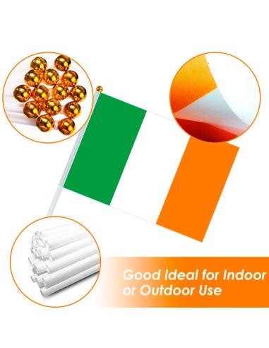 Lot de 6 Mini Drapeaux Irlande sur Tige - 14 x 21 cm