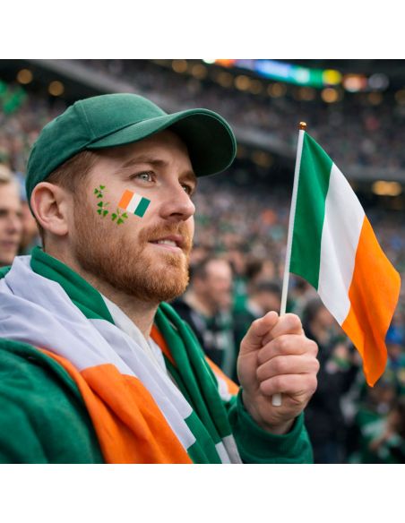Lot de 6 Mini Drapeaux Irlande sur Tige - 14 x 21 cm