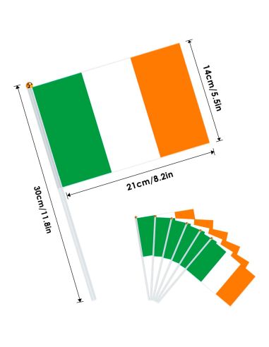 Lot de 6 Mini Drapeaux Irlande sur Tige - 14 x 21 cm