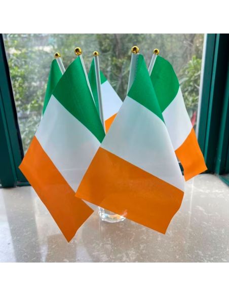 Lot de 6 Mini Drapeaux Irlande sur Tige - 14 x 21 cm