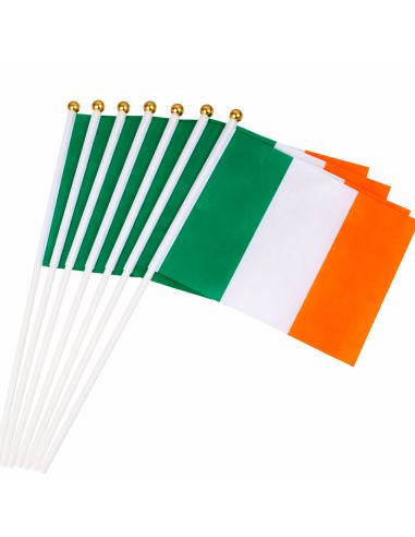 Lot de 6 Mini Drapeaux Irlande sur Tige - 14 x 21 cm