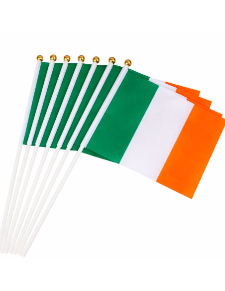 Lot de 6 Mini Drapeaux Irlande sur Tige - 14 x 21 cm
