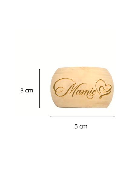 Rond de serviette en bois naturel artisanal gravé "Mamie" – Design épuré
