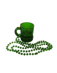 Collier Mini Chope Saint-Patrick Vert Translucide - Accessoire de Fête Irlandais 43 cm