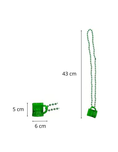 Collier Mini Chope Saint-Patrick Vert Translucide - Accessoire de Fête Irlandais 43 cm