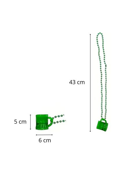 Collier Mini Chope Saint-Patrick Vert Translucide - Accessoire de Fête Irlandais 43 cm