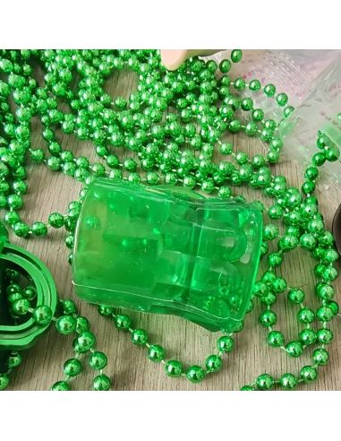 Collier Mini Chope Saint-Patrick Vert Translucide - Accessoire de Fête Irlandais 43 cm