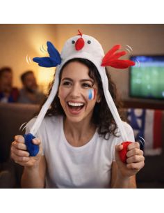Serre-tte coq animŽ - bleu, blanc, rouge 2