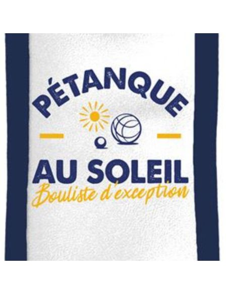 Étui de Pétanque Au Soleil – Sacoche 3 Boules Blanc et Bleu en Simili Cuir