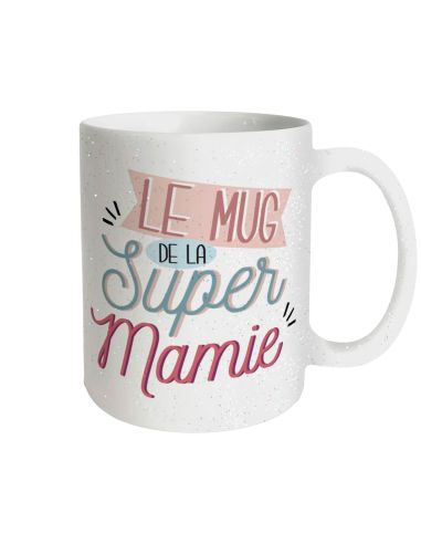 Mug à Paillettes "le Mug de la Super Mamie" - Dimensions : 11,5 x 9,7 x 8 cm
