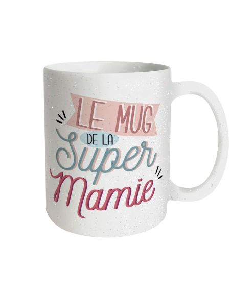 Mug à Paillettes "le Mug de la Super Mamie" - Dimensions : 11,5 x 9,7 x 8 cm
