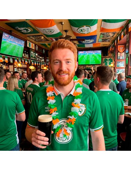 Lot de 2 Colliers Hawaïens Saint-Patrick - Vert, Blanc, Orange - 45 cm