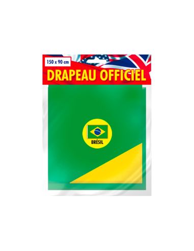 Drapeau Officiel Brésil 150 x 90 cm - Pavillon Supporters Seleção avec Œillets de Fixation