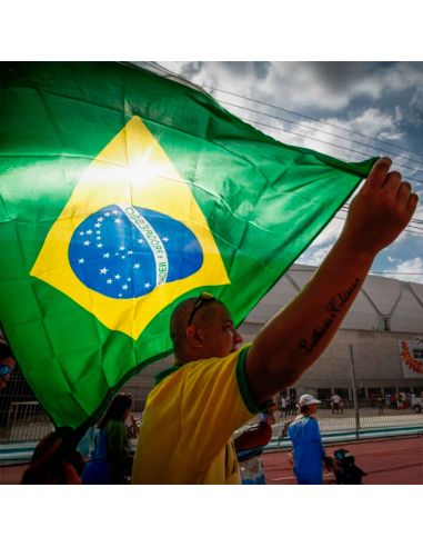 Drapeau Officiel Brésil 150 x 90 cm - Pavillon Supporters Seleção avec Œillets de Fixation