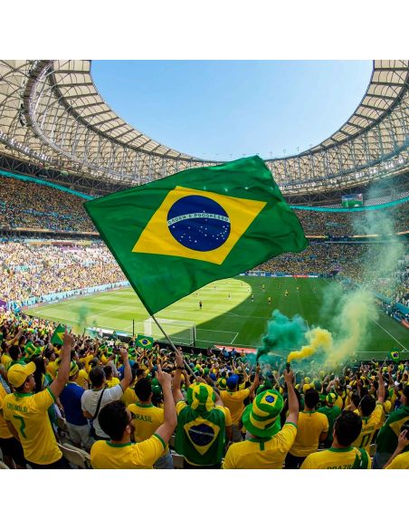 Drapeau Officiel Brésil 150 x 90 cm - Pavillon Supporters Seleção avec Œillets de Fixation