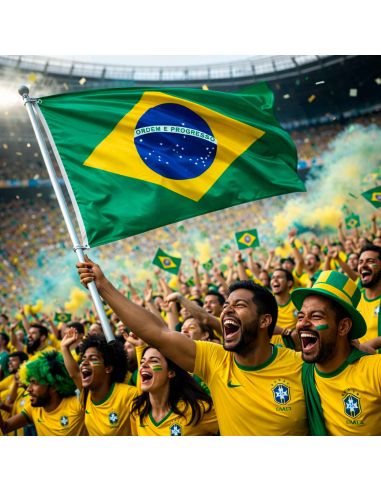 Drapeau Officiel Brésil 150 x 90 cm - Pavillon Supporters Seleção avec Œillets de Fixation