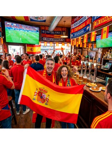 Drapeau Officiel Espagne 150 x 90 cm - Pavillon Supporters La Roja avec Œillets de Fixation