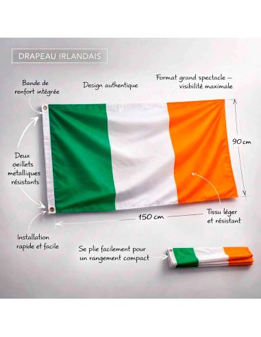 Drapeau Irlandais Saint Patrick - Dimensions : 150 x 90 cm