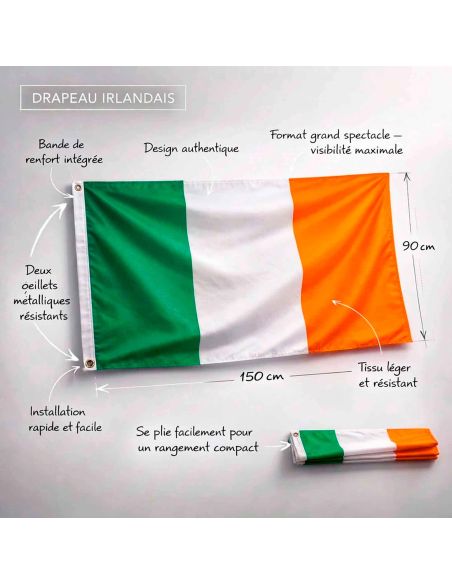 Drapeau Irlandais Saint Patrick - Dimensions : 150 x 90 cm