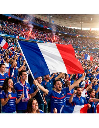 Drapeau Officiel France 150 x 90 cm - Pavillon Supporters Tricolore avec Œillets de Fixation