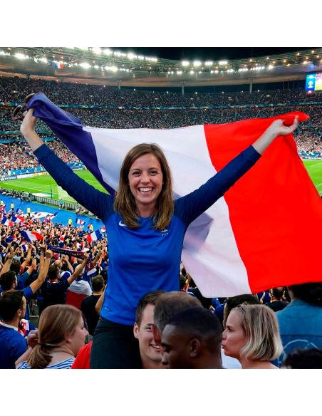 Drapeau Officiel France 150 x 90 cm - Pavillon Supporters Tricolore avec Œillets de Fixation