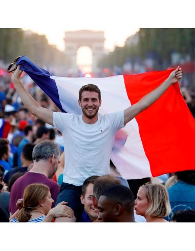 Drapeau Officiel France 150 x 90 cm - Pavillon Supporters Tricolore avec Œillets de Fixation