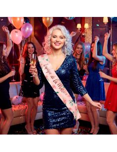 Écharpe EVJF "Équipe de la Mariée" – Accessoire de Fête Rose Poudré & Floral – 100 x 13 cm 2