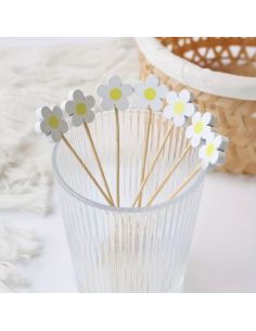 Lot de 20 Pics Apéritif & Toppers Cupcake "Aquerettes" - Bois Pastel 12 cm 2