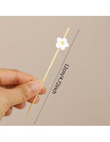 Lot de 20 Pics Apéritif & Toppers Cupcake "Aquerettes" - Bois Pastel 12 cm