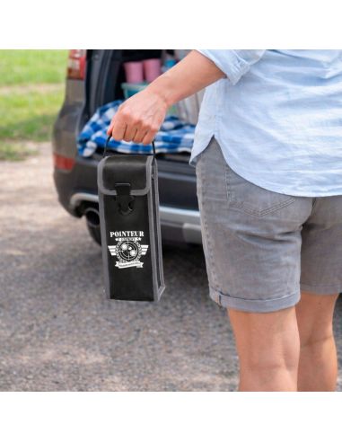 Étui de Pétanque Pointeur Expert – Sacoche 3 Boules en Simili Cuir Noir et Gris Haute Résistance