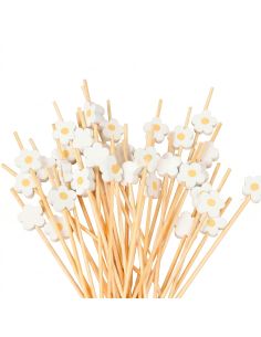 Lot de 20 Pics Apéritif & Toppers Cupcake "Aquerettes" - Bois Pastel 12 cm