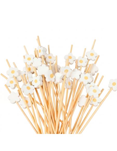 Lot de 20 Pics Apéritif & Toppers Cupcake "Aquerettes" - Bois Pastel 12 cm