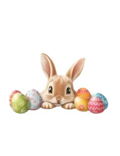 Sticker Lapin de Pâques et Œufs Colorés - Décoration Murale Festive 20 x 11 cm