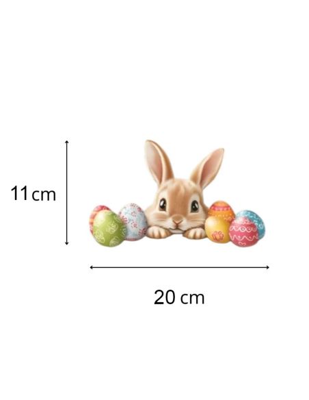 Sticker Lapin de Pâques et Œufs Colorés - Décoration Murale Festive 20 x 11 cm