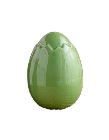 Œuf de Pâques en Céramique Émaillée 12 cm – Décoration de Table Festive Design Craquelé