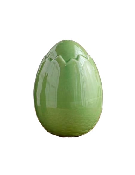 Œuf de Pâques en Céramique Émaillée 12 cm – Décoration de Table Festive Design Craquelé