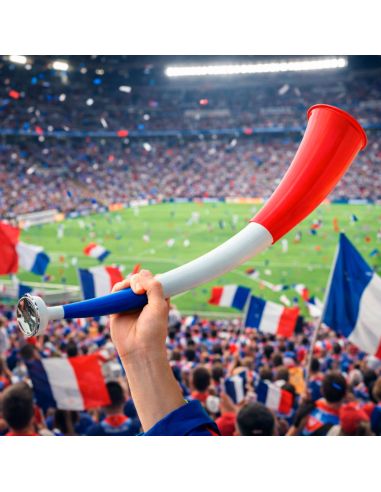 Corne de Supporter France Tricolore - Trompette de Stade Bleu Blanc Rouge Rétractable
