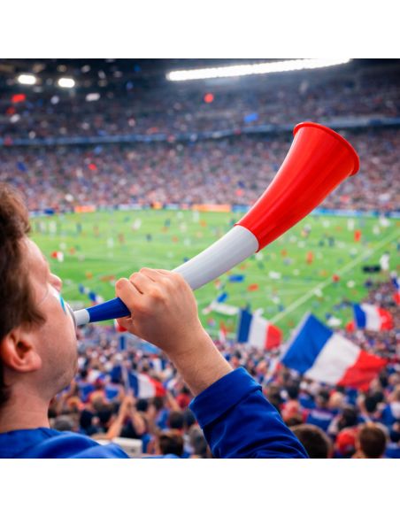 Corne de Supporter France Tricolore - Trompette de Stade Bleu Blanc Rouge Rétractable