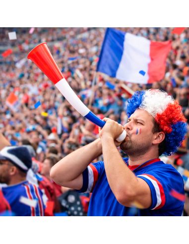 Corne de Supporter France Tricolore - Trompette de Stade Bleu Blanc Rouge Rétractable