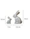 Duo de Figurines Lapins en Résine Aspect Vieilli - Statuettes Décoration Intérieure Campagne Chic