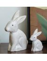 Duo de Figurines Lapins en Résine Aspect Vieilli - Statuettes Décoration Intérieure Campagne Chic
