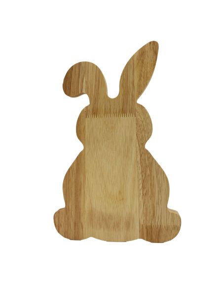 Plateau de Service en Bois Lapin - Gravure "Joyeuses Pâques" - Décoration de Table 28 x 18 cm