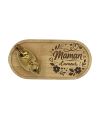 Plateau Vide-Poche en Bambou Gravé "Maman d'Amour" avec Figurine Oiseau Design
