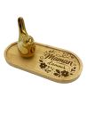 Plateau Vide-Poche en Bambou Gravé "Maman d'Amour" avec Figurine Oiseau Design