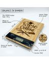 Balance de cuisine numérique en bambou naturel gravée "Reine de la Cuisine" – Précision 1g et Design Éco-responsable