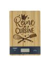 Balance de cuisine numérique en bambou naturel gravée "Reine de la Cuisine" – Précision 1g et Design Éco-responsable