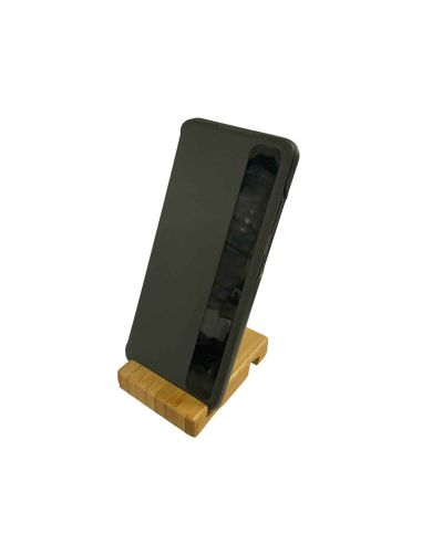Support Téléphone en Bambou Gravé : Double Emplacement pour Smartphone avec ou sans Coque
