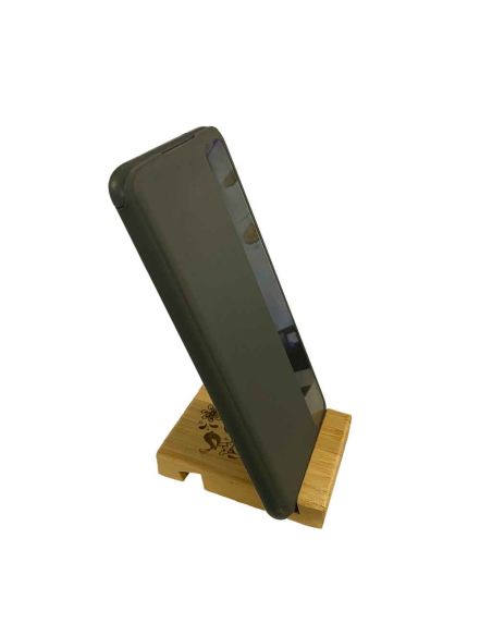 Support Téléphone en Bambou Gravé : Double Emplacement pour Smartphone avec ou sans Coque