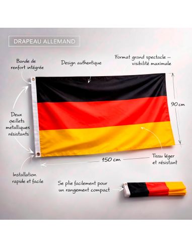 Drapeau National Haute Résistance 150x90cm avec Œillets – Qualité Premium pour Décoration Intérieure & Extérieure