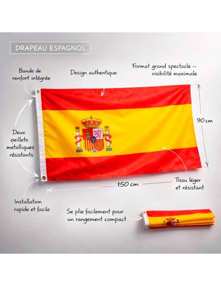 Drapeau National Haute Résistance 150x90cm avec Œillets – Qualité Premium pour Décoration Intérieure & Extérieure